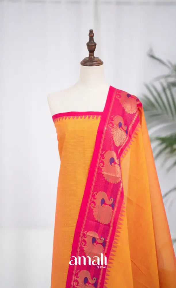 Swara Unstitched Salwar - Two tone Orange and Rani Pink salwar