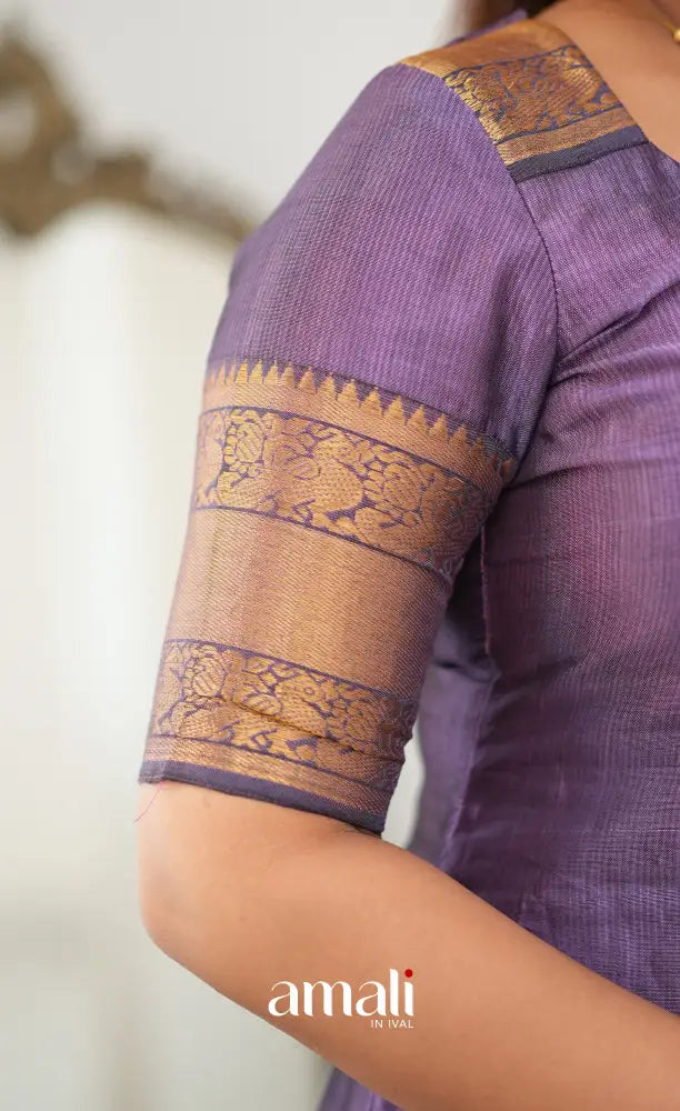 Tara Mangalagiri Silk Cotton Salwar - Lavender and Off-white - salwar
