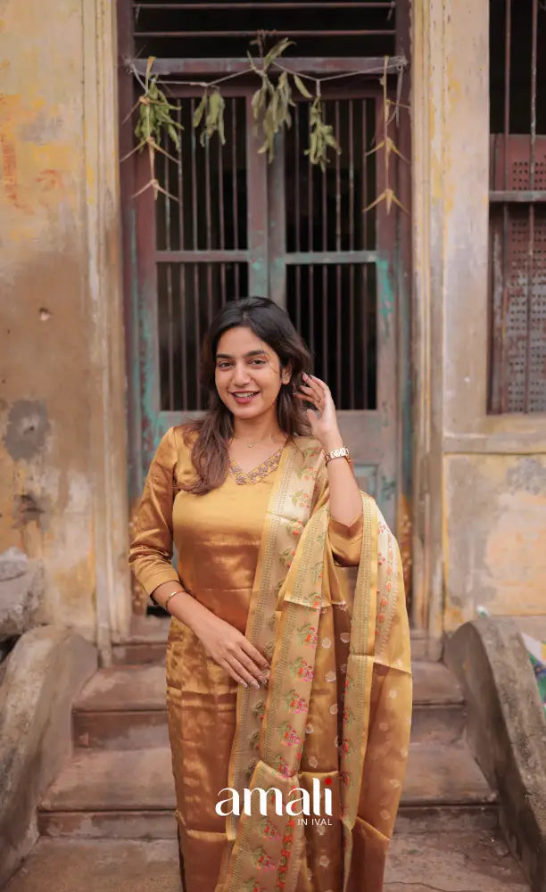 Athira Tissue Salwar - Antique Gold salwar