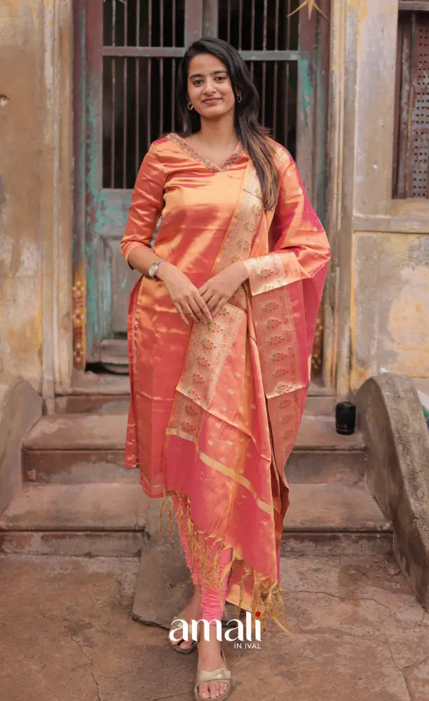 Tara Tissue Salwar - Rose Gold salwar