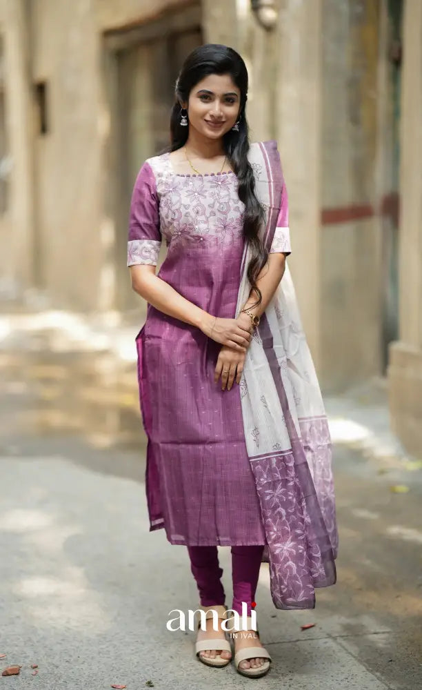 Tara Tussar Salwar - Magenta and Off white salwar