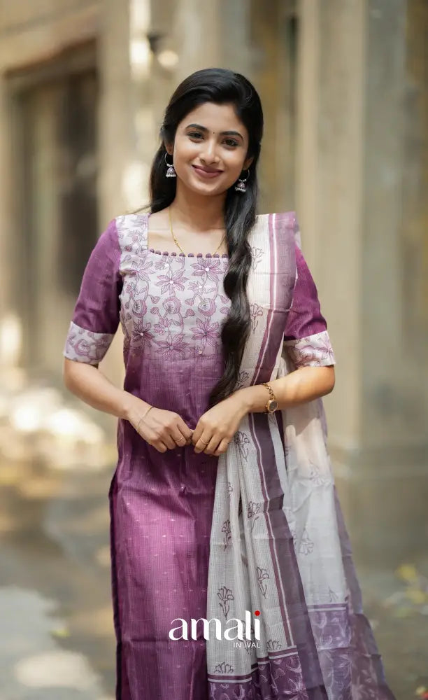 Tara Tussar Salwar - Magenta and Off white salwar