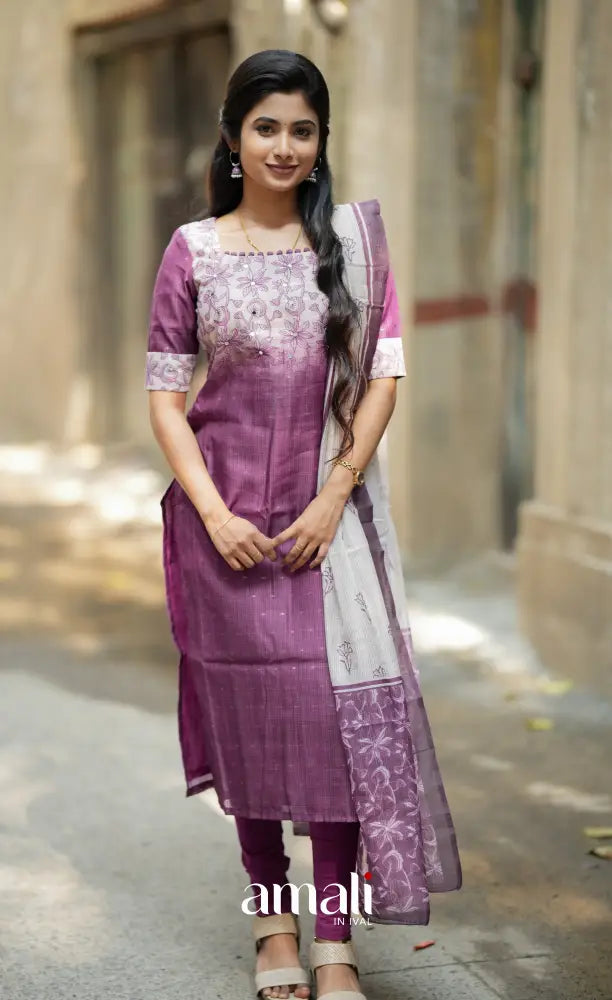 Tara Tussar Salwar - Magenta and Off white salwar