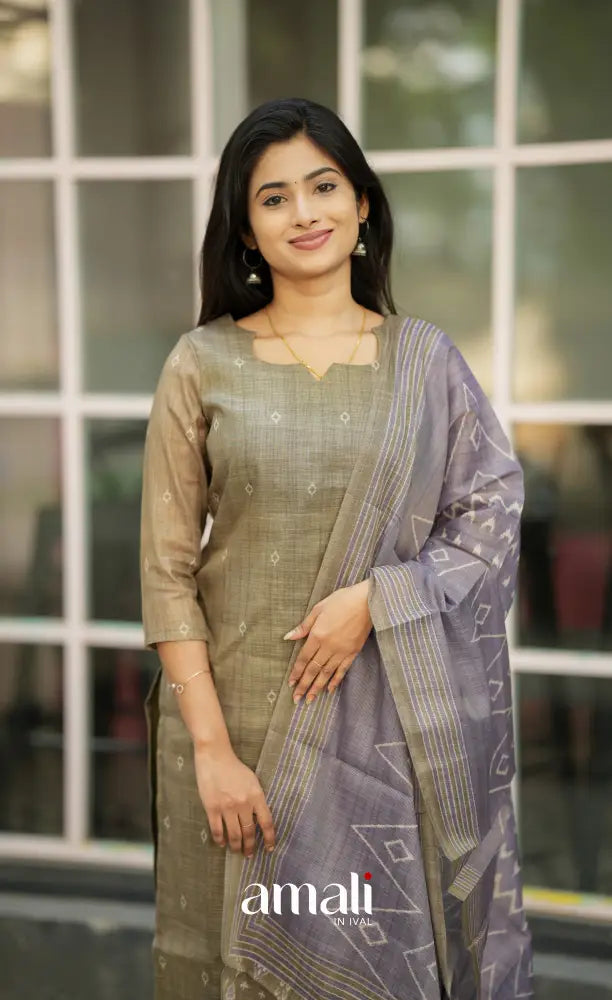 Tara Tussar Salwar - Olive Green and Deep Blue salwar