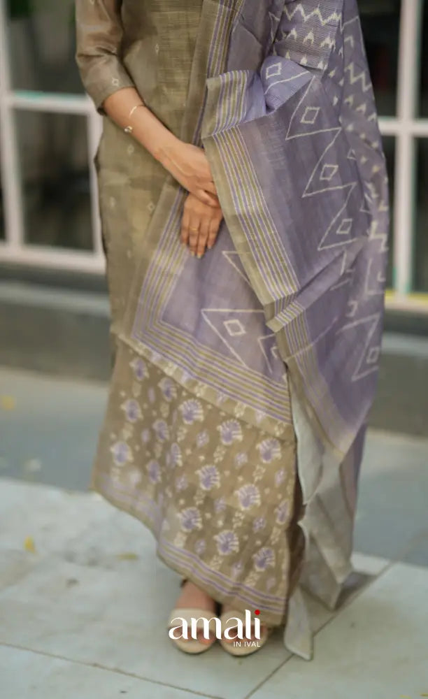 Tara Tussar Salwar - Olive Green and Deep Blue salwar