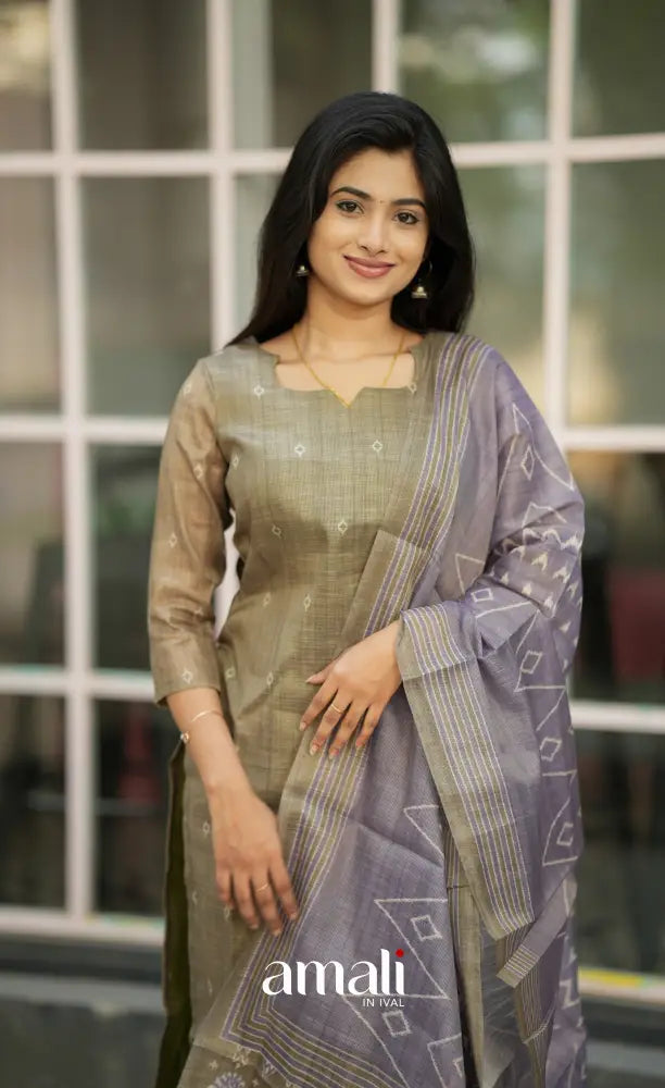 Tara Tussar Salwar - Olive Green and Deep Blue salwar