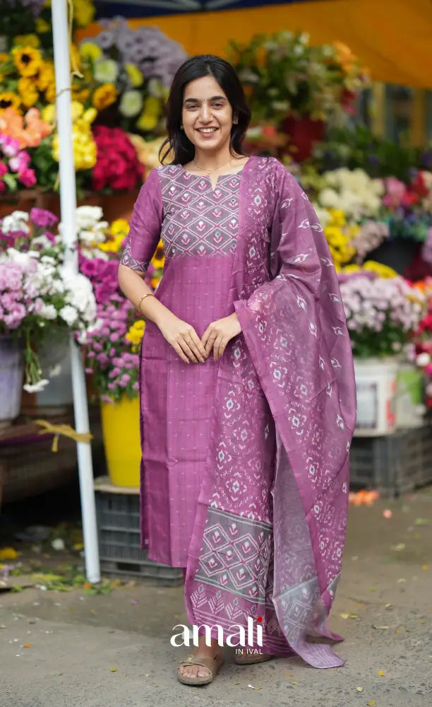 Deep Violet Viscose Chanderi Salwar Set salwar