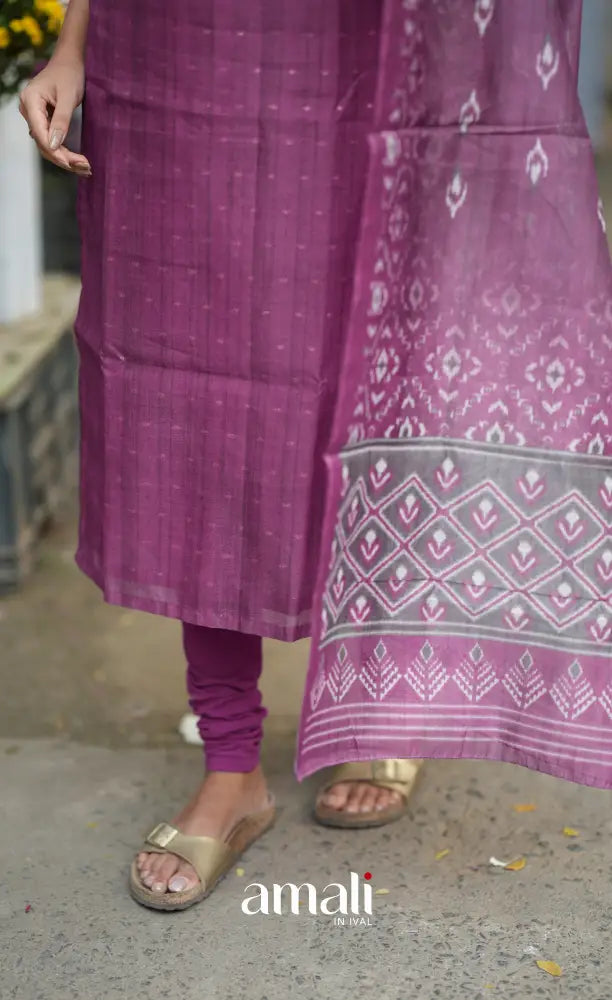 Deep Violet Viscose Chanderi Salwar Set salwar