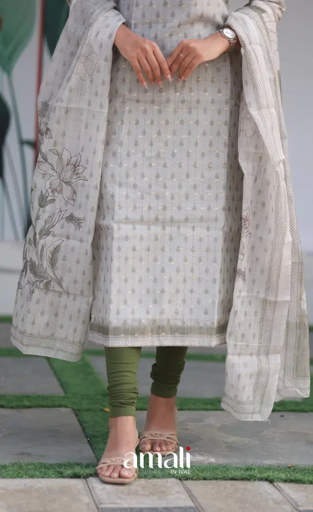 Tara Viscose Chanderi Salwar - Greyish Olive Green salwar