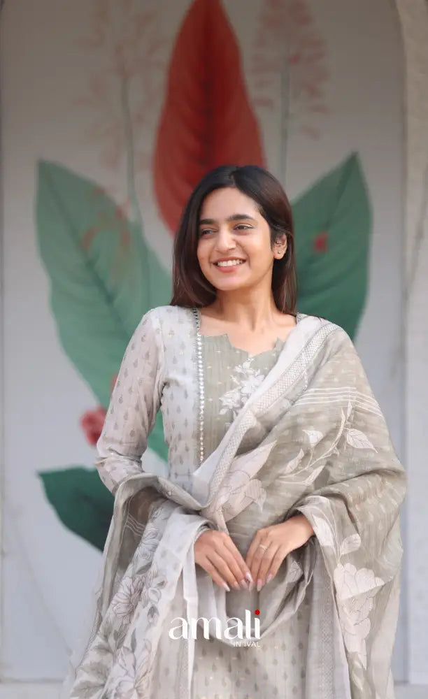 Tara Viscose Chanderi Salwar - Greyish Olive Green salwar
