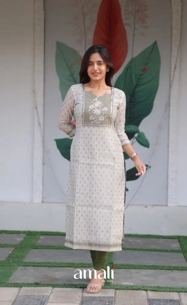 Tara Viscose Chanderi Salwar - Greyish Olive Green salwar