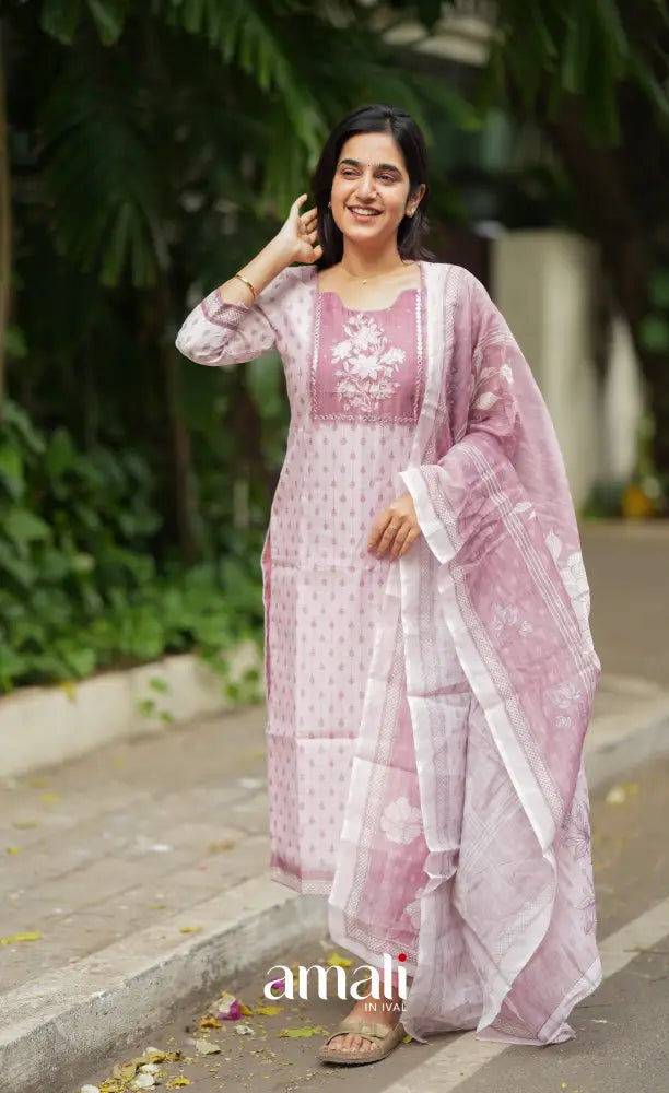 Tara Viscose Chanderi Salwar - Light pink and Dusty pink salwar