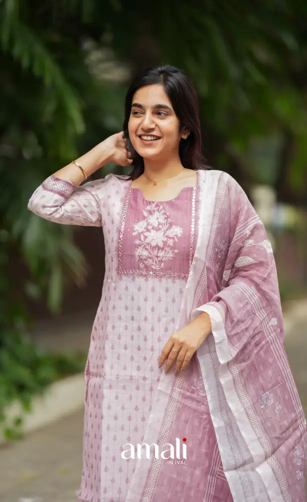 Tara Viscose Chanderi Salwar - Light pink and Dusty pink salwar