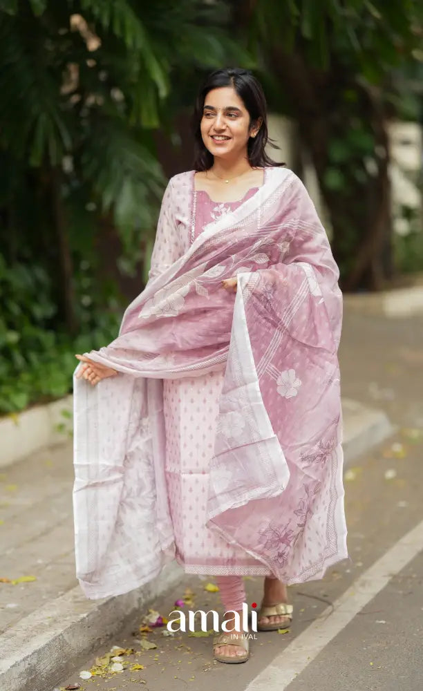 Tara Viscose Chanderi Salwar - Light pink and Dusty pink salwar