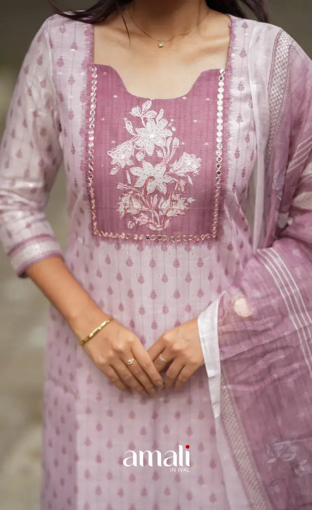 Tara Viscose Chanderi Salwar - Light pink and Dusty pink salwar