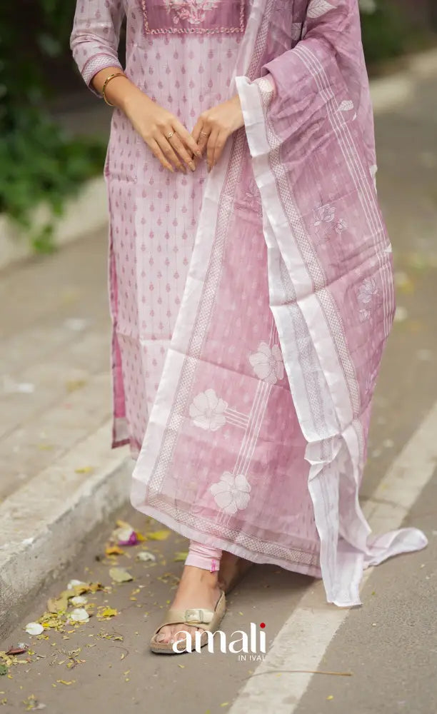 Tara Viscose Chanderi Salwar - Light pink and Dusty pink salwar