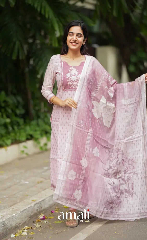 Tara Viscose Chanderi Salwar - Light pink and Dusty pink salwar