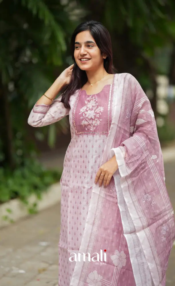 Tara Viscose Chanderi Salwar - Light pink and Dusty pink salwar