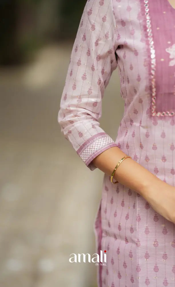 Tara Viscose Chanderi Salwar - Light pink and Dusty pink salwar
