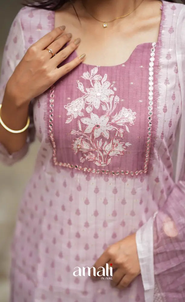 Tara Viscose Chanderi Salwar - Light pink and Dusty pink salwar