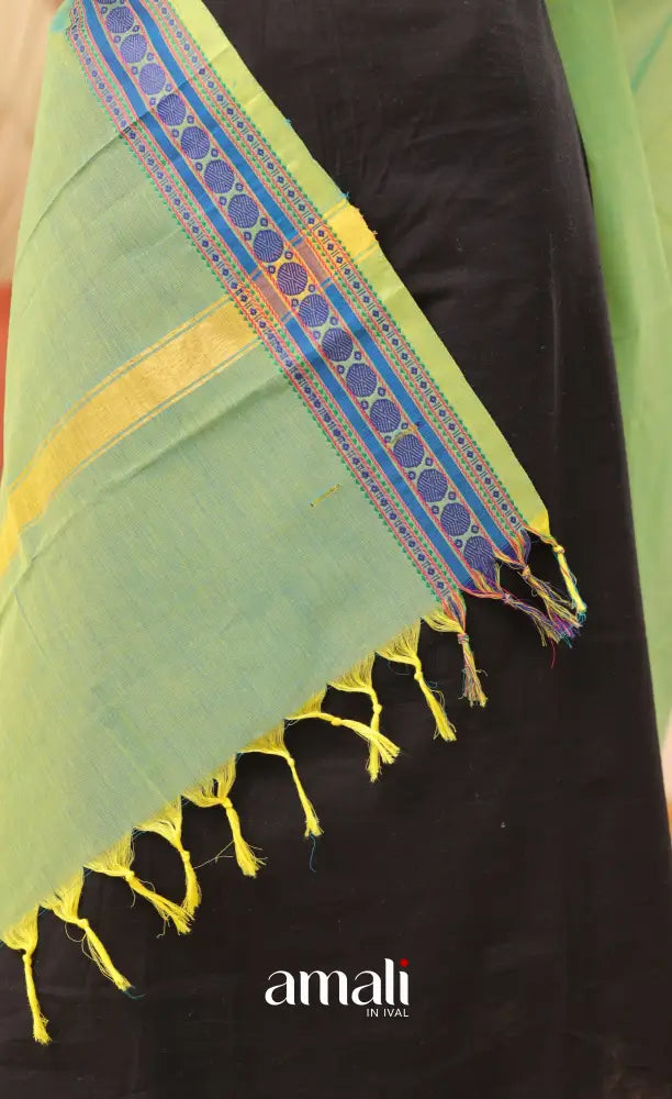 Two-Tone Green With Blue Chettinad Cotton Dupatta salwar