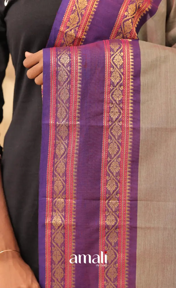 Two-Tone Grey With Purple Chettinad Cotton Dupatta salwar