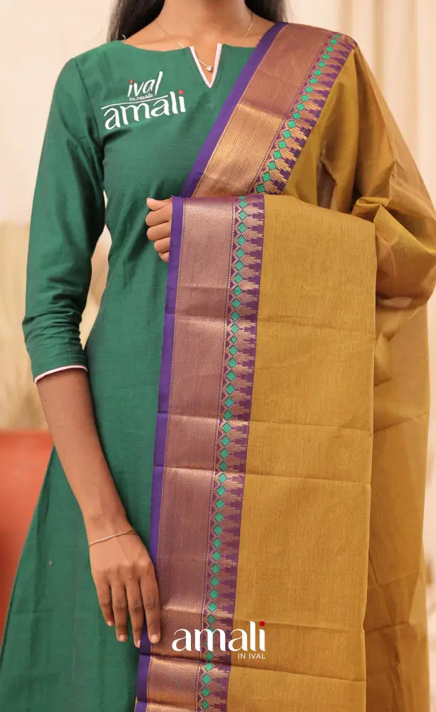 Two-Tone Mustard With Violet Chettinad Cotton Dupatta salwar