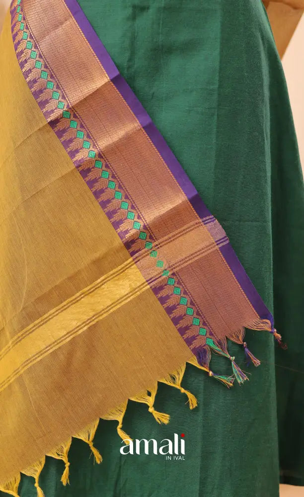 Two-Tone Mustard With Violet Chettinad Cotton Dupatta salwar