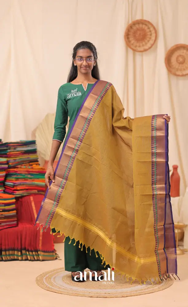 Two-Tone Mustard With Violet Chettinad Cotton Dupatta salwar