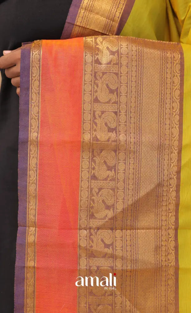 Two-Tone Yellow With Multicolours Chettinad Cotton Dupatta salwar