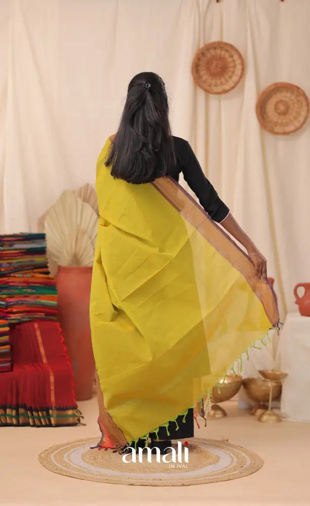 Two-Tone Yellow With Multicolours Chettinad Cotton Dupatta salwar