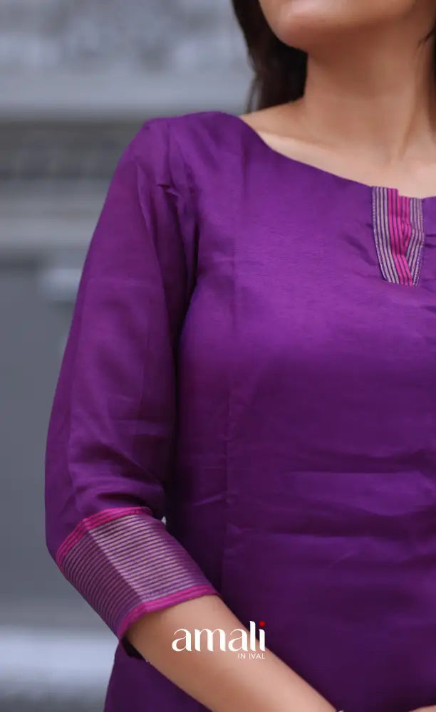 Violet Blended Viscose Chanderi Salwar Set salwar