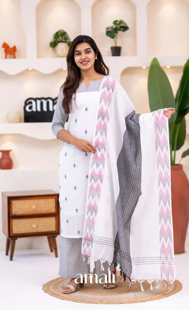 White Cotton Salwar Set - salwar