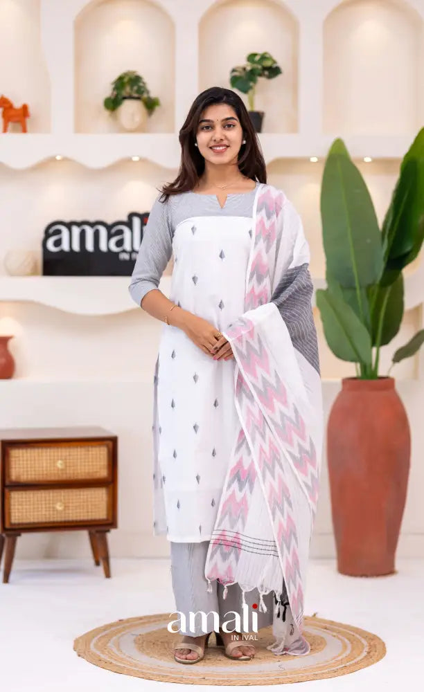 White Cotton Salwar Set - salwar