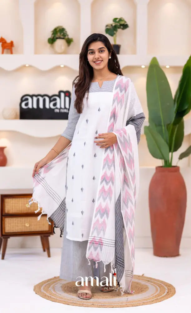 White Cotton Salwar Set - salwar