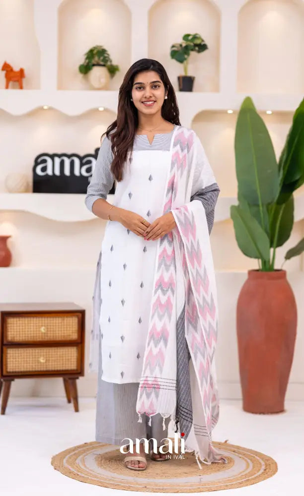 White Cotton Salwar Set - salwar