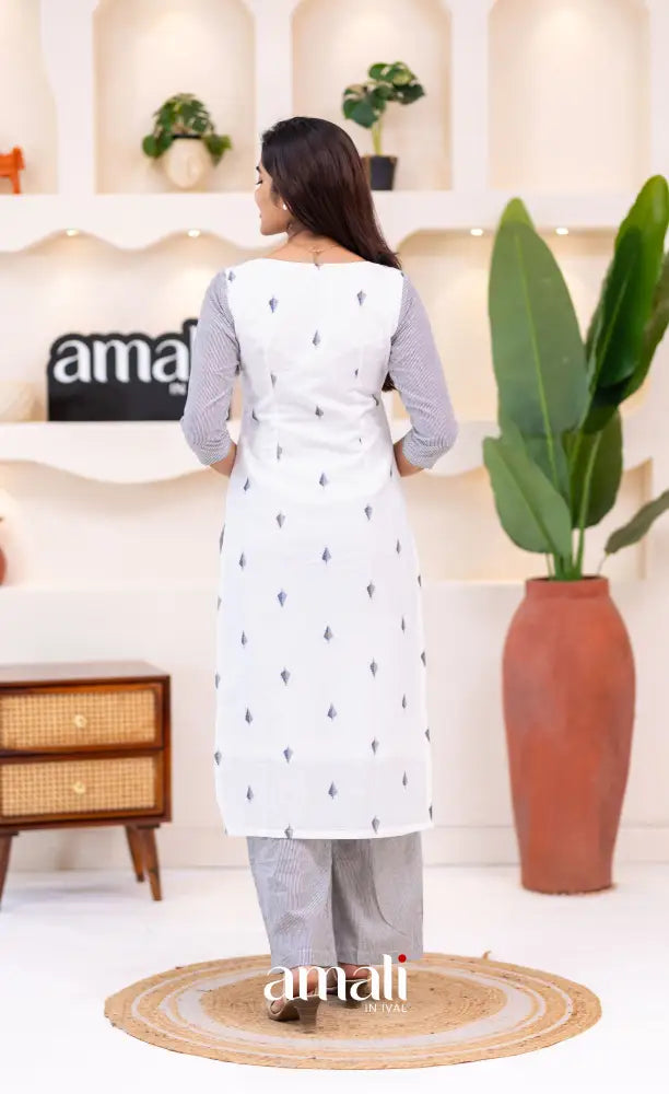 White Cotton Salwar Set - salwar