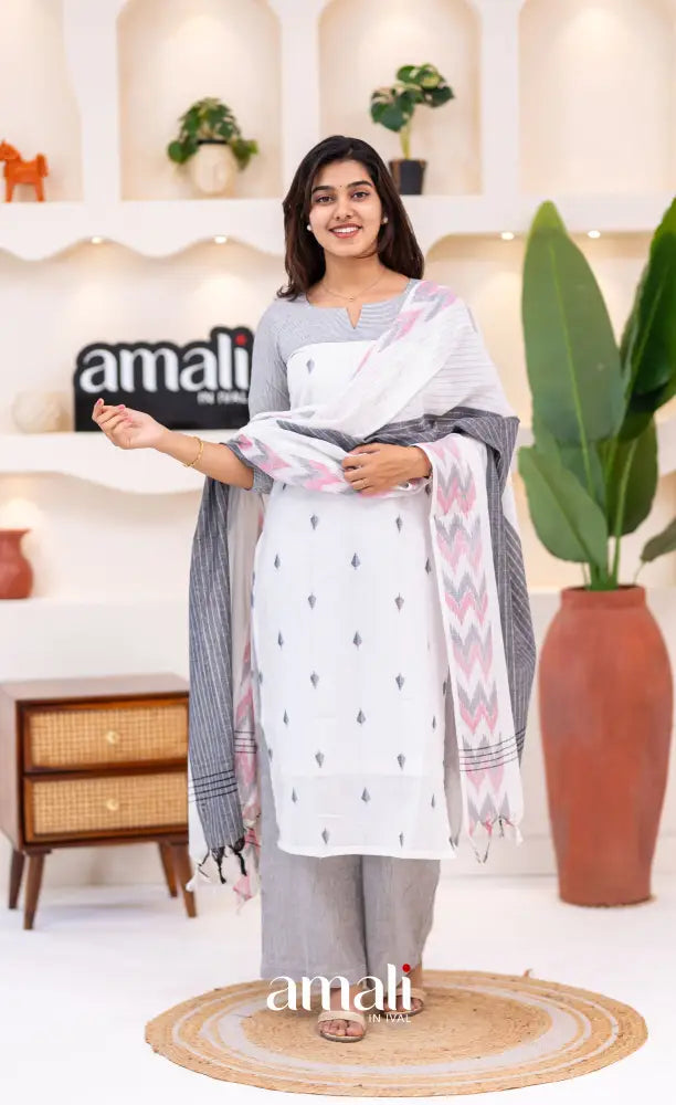White Cotton Salwar Set - salwar