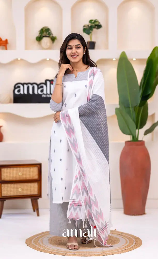 White Cotton Salwar Set - salwar