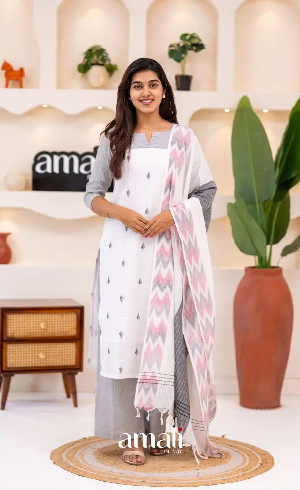 White Cotton Salwar Set - salwar