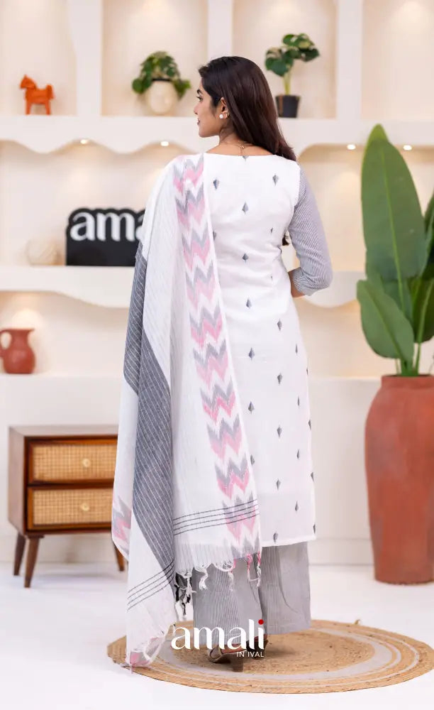 White Cotton Salwar Set - salwar