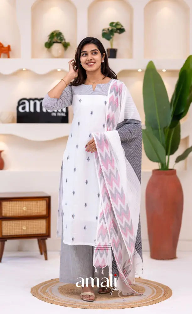 White Cotton Salwar Set - salwar