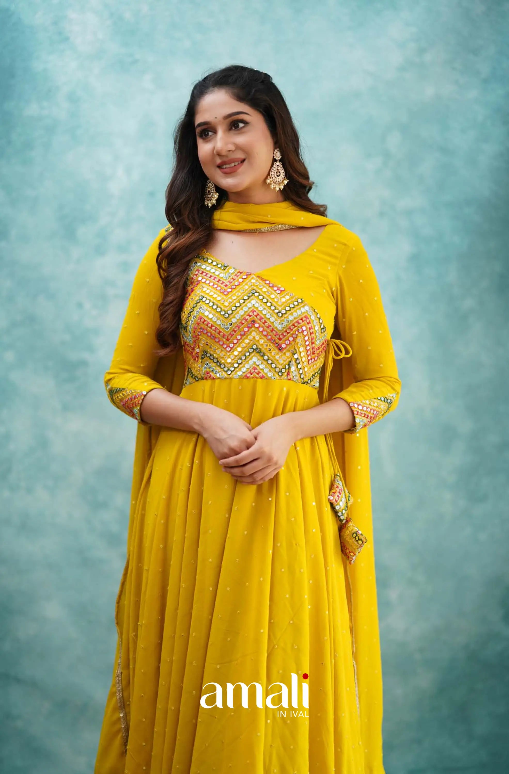 Yellow Georgette Anarkali Anarkalis