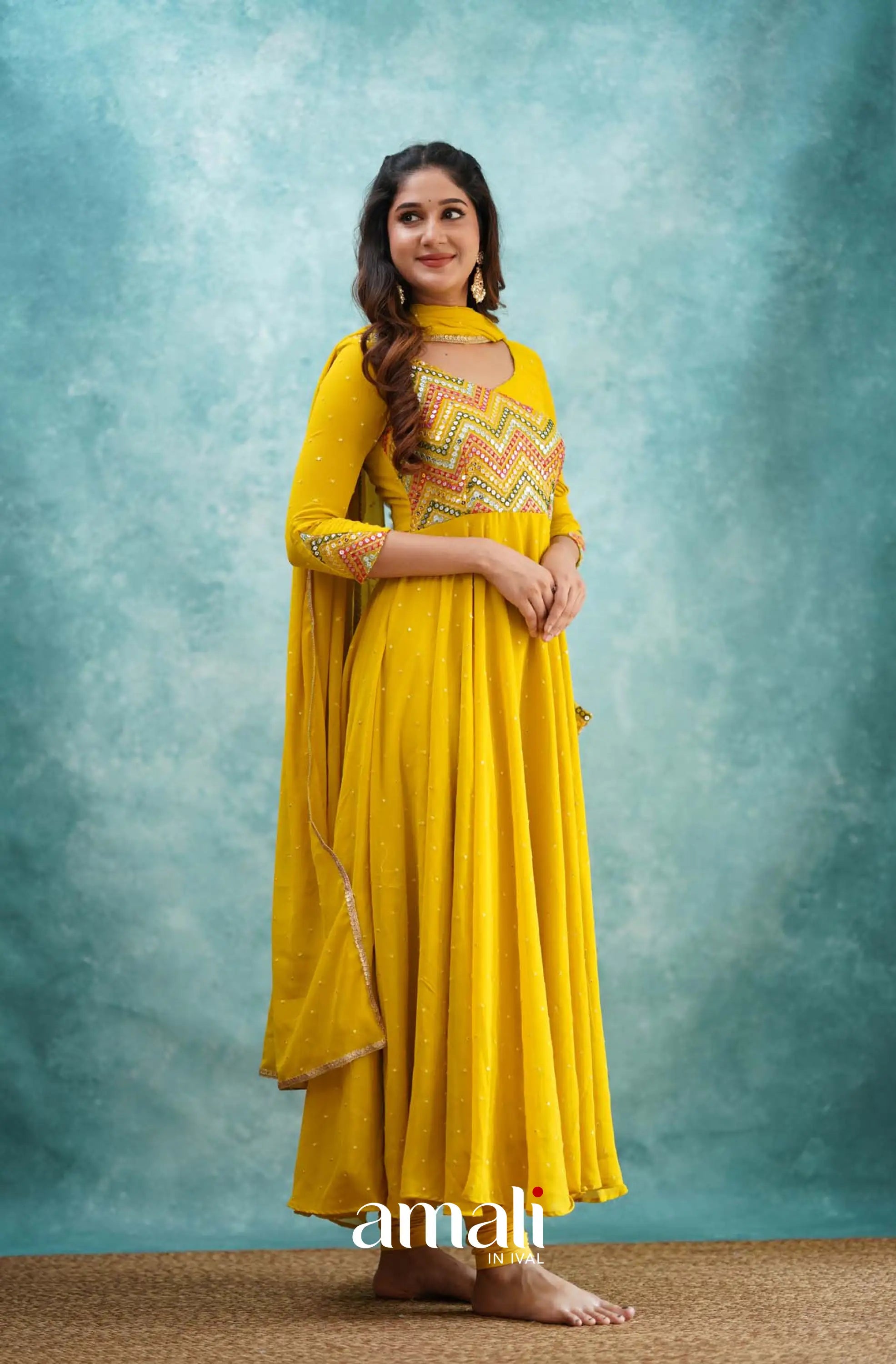 Yellow Georgette Anarkali Anarkalis