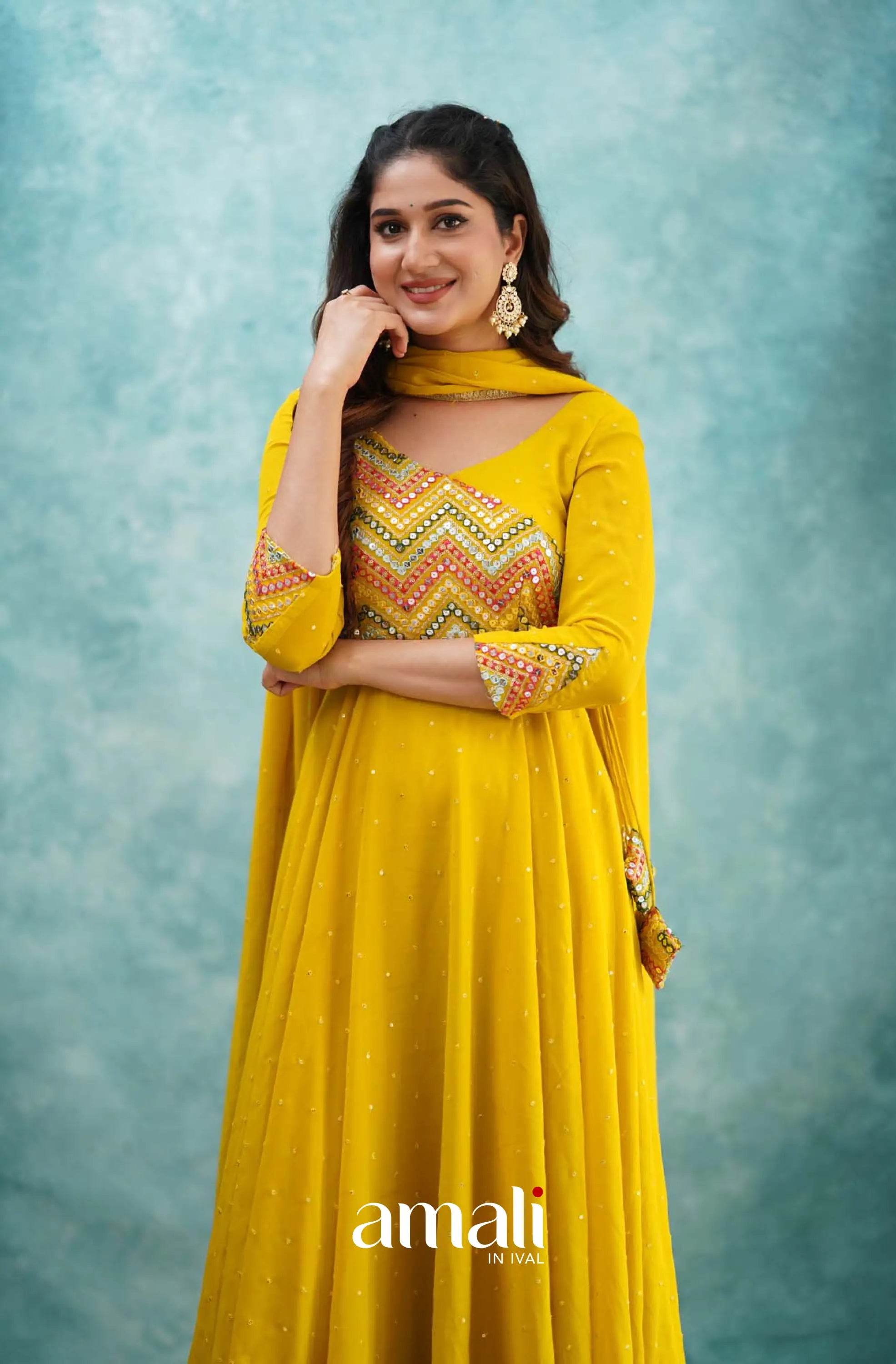 Yellow Georgette Anarkali Anarkalis